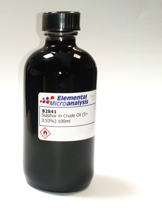 Sulphur in Crude Oil (S= 0.049%) 100ml                                                 See cert 241202

Flamm. Liquid
UN1267 Class 3